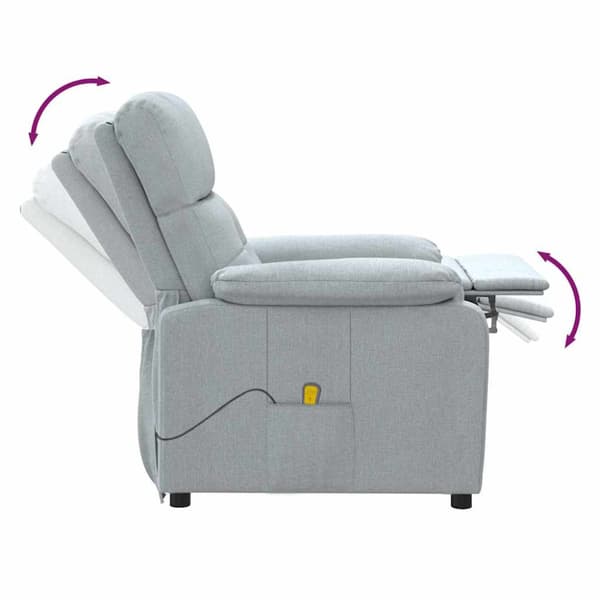 Massagefåtölj ljusgrå tyg