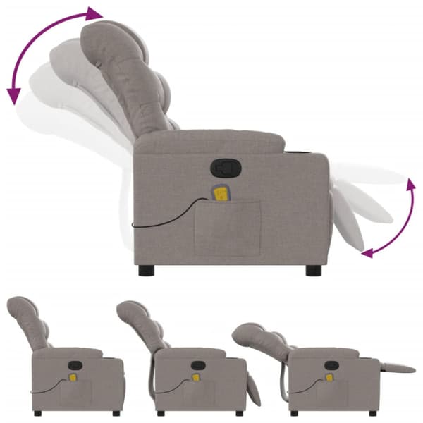 Massagefåtölj taupe tyg