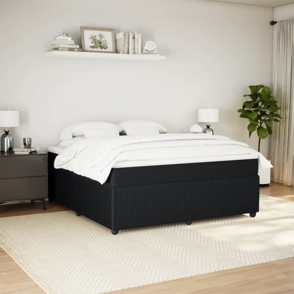 Ramsäng med madrass svart 180x200 cm sammet