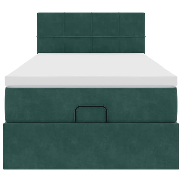 Ottoman sängram med madrass mörkgrön 90x190 cm sammet