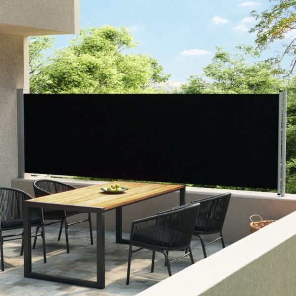 Infällbar sidomarkis 140x600 cm svart