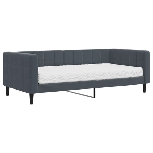 Dagbädd med madrass mörkgrå 90x190 cm sammet