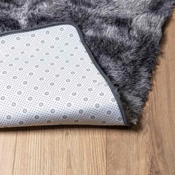 Ryamatta med lång lugg NAVARRA mörkgrå 120x120 cm polyester