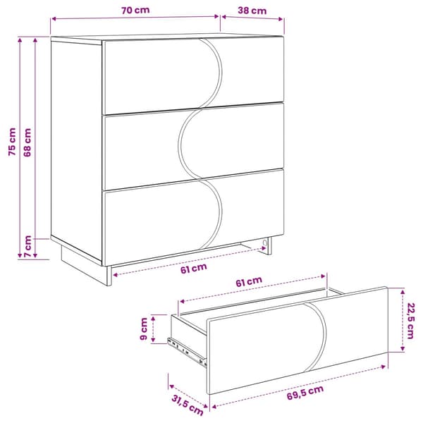 Sideboard Artisan-ek 70 x 38 x 75 cm Konstruerat trä