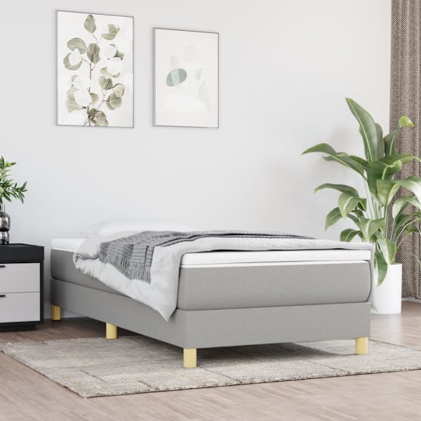 Boxspring-sängram ljusgrå 100x200 cm tyg
