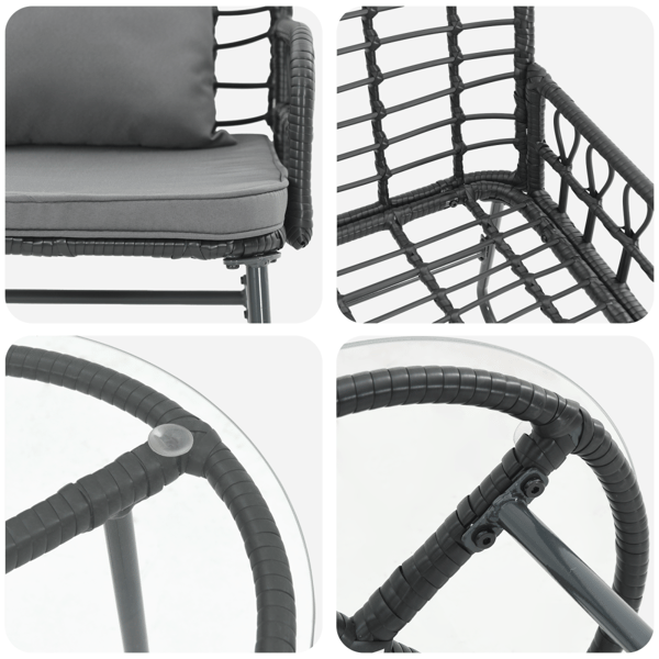 Trädgårdsmöbelset 3 pcs Svart och Anthracit konstrotting