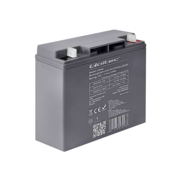 Qoltec - UPS-batteri - Bly-syra - 17 Ah