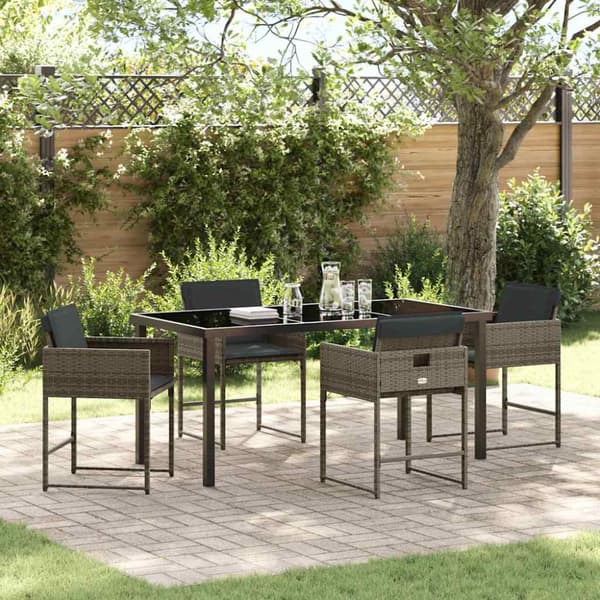 Trädgårdsmöbelset 5 pcs Grå konstrotting
