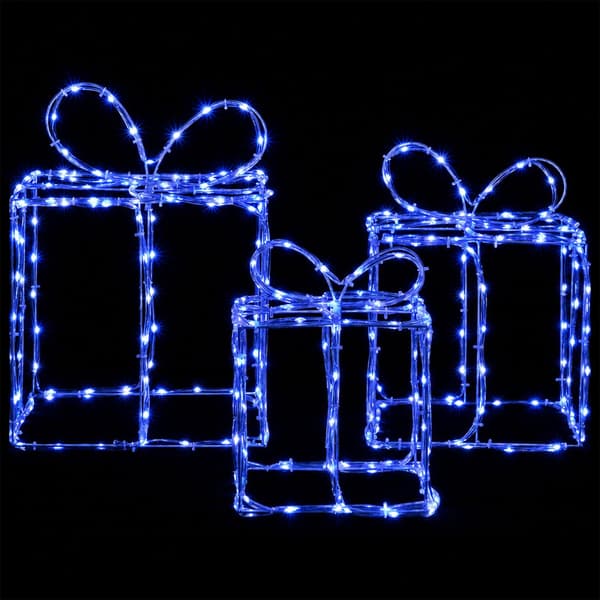 Julklappsaskar med belysning LOVIISA 3 st 360 LED-lampor Blå