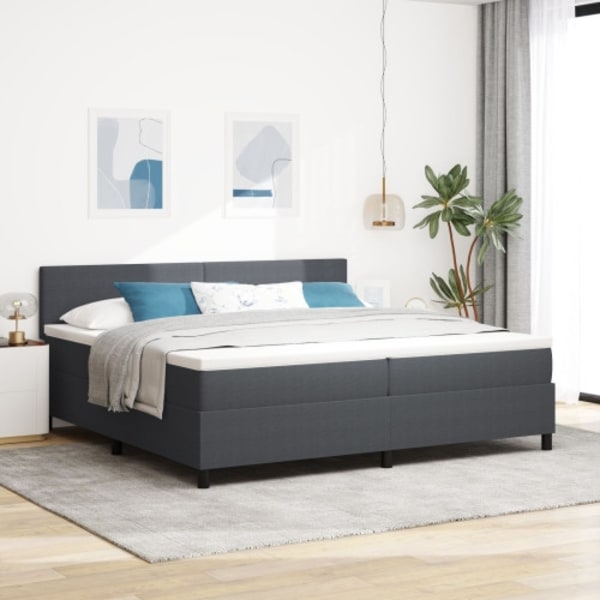 Box Säng med Madrass Mörkgrå 200x200 cm Kordflorsduk