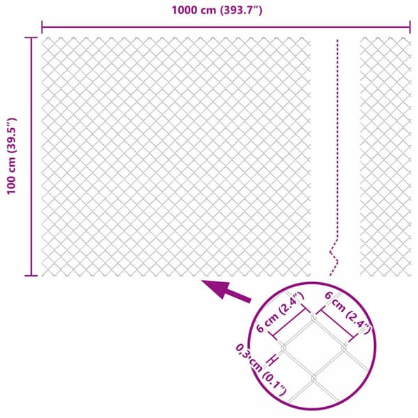 Kedjelänk Stängsel Grå 10 x 1 m Stål