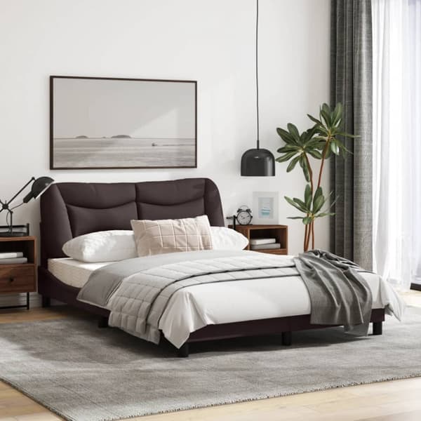 Bed Frame without Mattress "Hvar" Dark Brown 140x200 cm Fabric