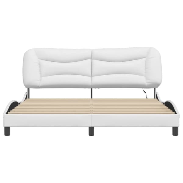 Bed Frame with LED without Mattress "Hvar" White 180x200 cm