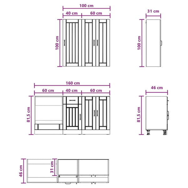 Köksenhet LUCCA 5 pcs Gammalt trä Konstruerat trä