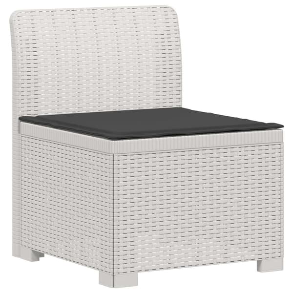 3-sits trädgårdsoffa med kuddar Rattan-look PP Vit