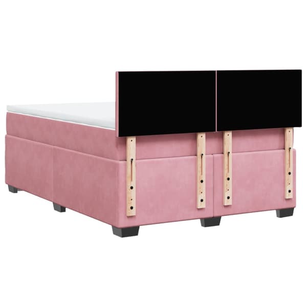 Ramsäng med madrass rosa 140x200 cm sammet