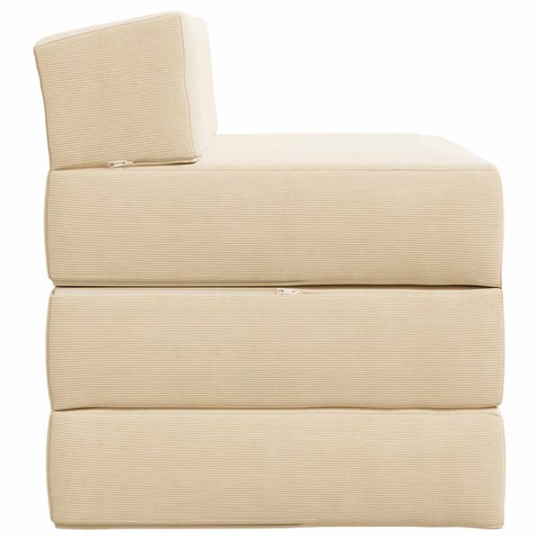 Fällbar Soffbed Gräddvit 200 x 70 x 10 cm Kordread tyg