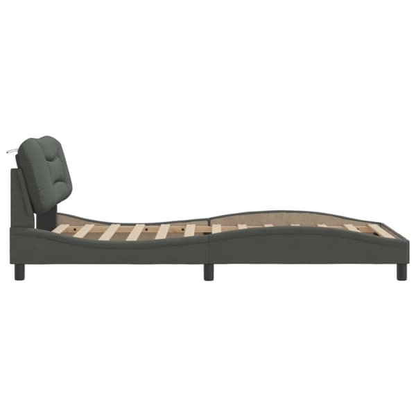Bed Frame without Mattress "Hvar" Dark Grey 100x200 cm Fabric