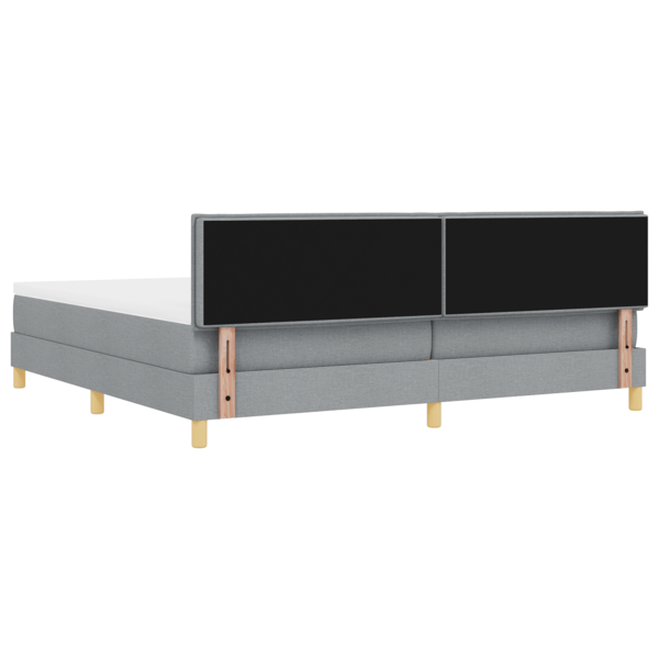 LED Box Säng med LED-ljusslingor Ljusgrå 200 x 200 cm tyg