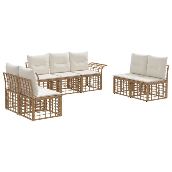 Utomhussoffset 7 pcs Naturlig och Creamvit Polyester
