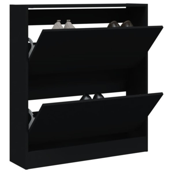 Skohylla svart 80x21x87,5 cm konstruerat trä