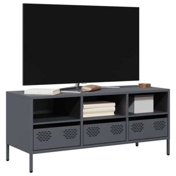 Tv-bänk antracit 101,5x39x43,5 cm kallvalsat stål