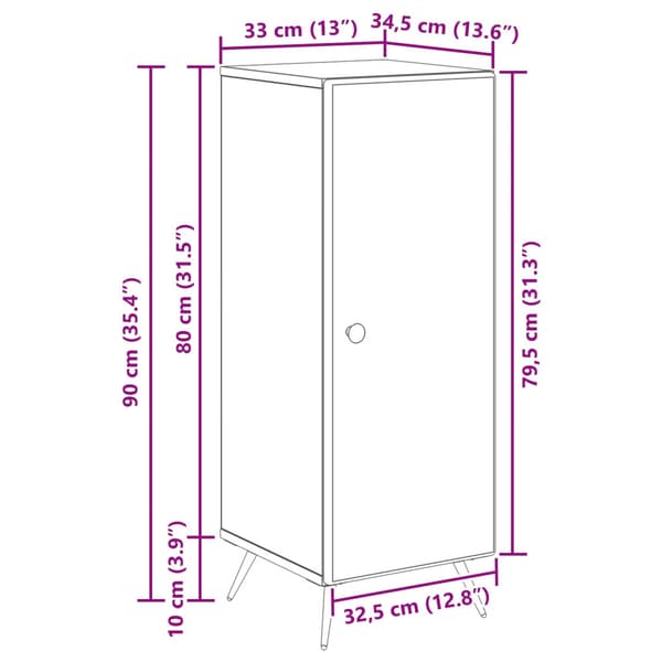 Sideboard Vit högglans 33 x 34,5 x 90 cm Konstruerat trä