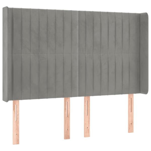 Ramsäng med madrass & LED ljusgrå 140x190 cm sammet