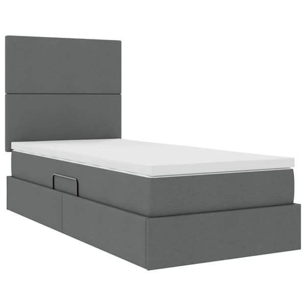 Förvaringssäng med madrass Mörkgrå 100 x 200 cm Polyester