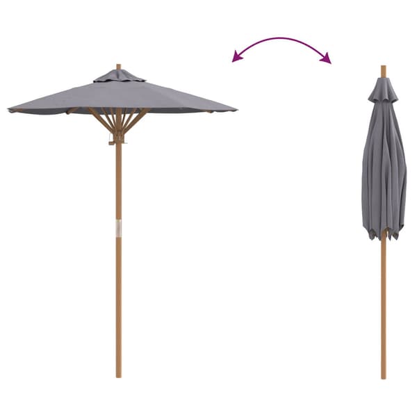 Trädgårdsparasol Mörkgrå Ø 150 x 210 cm Bambu