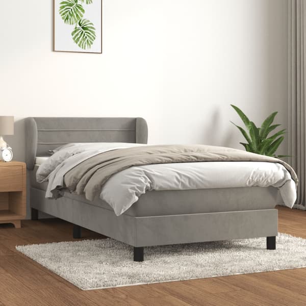 Ramsäng med madrass mörkgrå 90x200 cm sammet