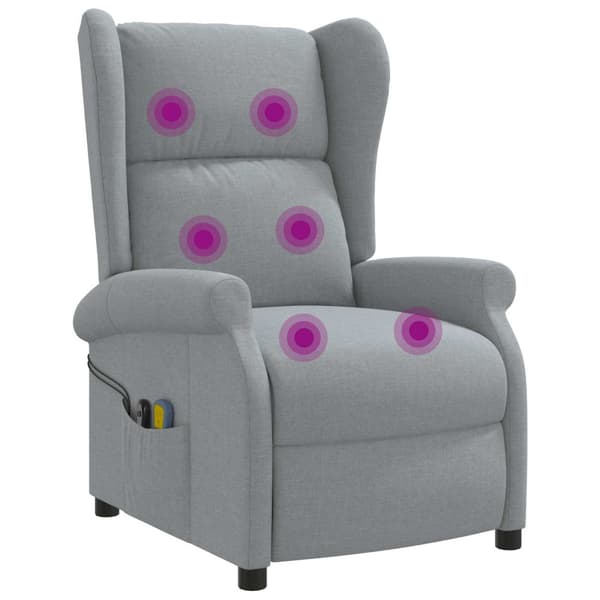 Vingback Elektrisk Massagefåtölj Ljusgrå Tyg