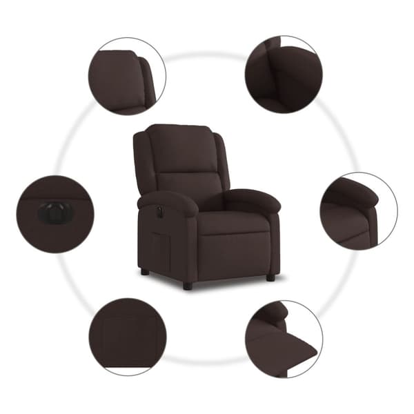 Elektrisk reclinerfåtölj mörkbrun tyg