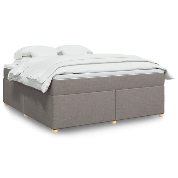 Ramsäng med madrass taupe 180x200 cm tyg