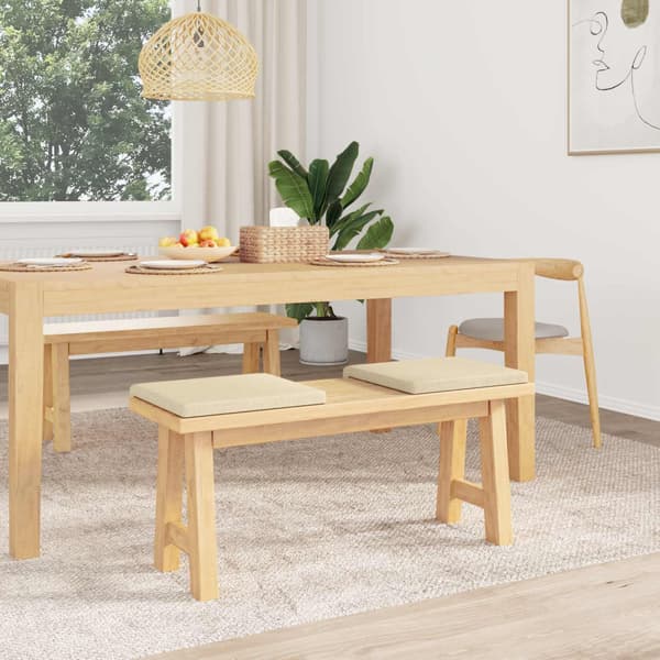 Bänk kudde 2 st Tyg Gräddvit Djup 35 cm
