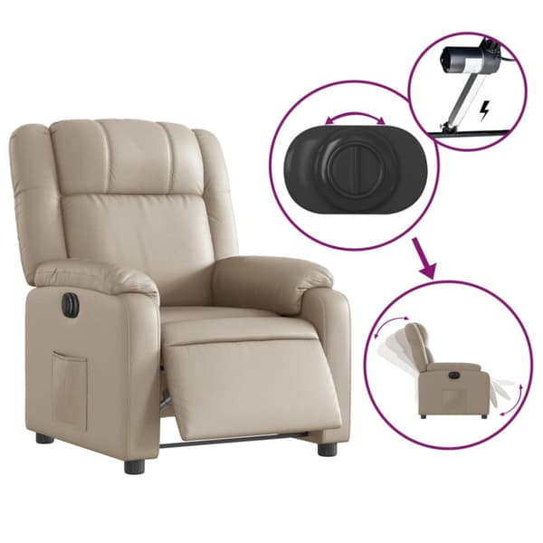 Elektrisk reclinerfåtölj cappuccino konstläder