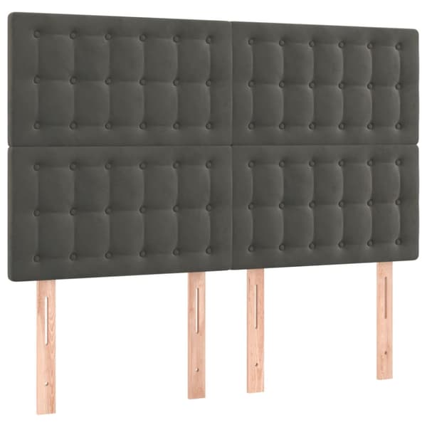 Ramsäng med madrass mörkgrå 140x190 cm sammet