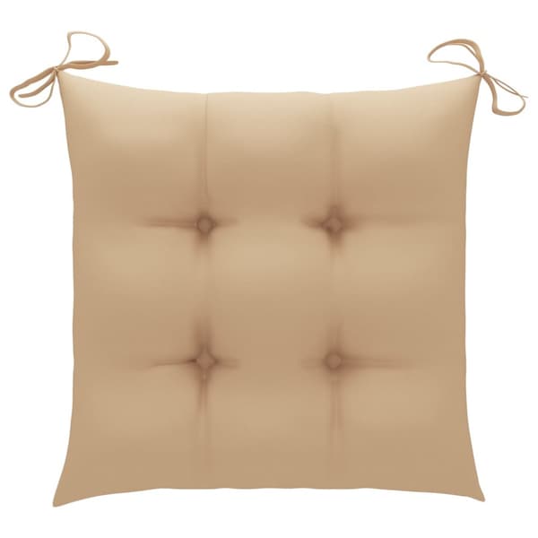 Trädgårdsstolar med beige dynor 8 st massiv teak
