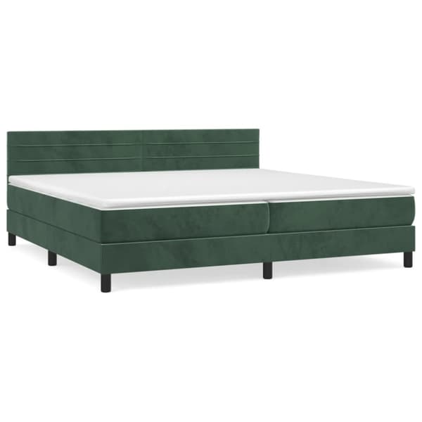 Ramsäng med madrass mörkgrön 200x200 cm sammet