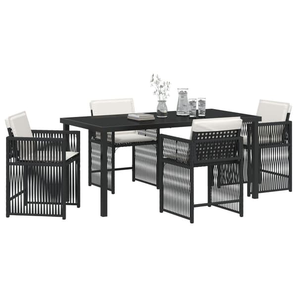 Trädgårdsmöbelset 5 pcs Svart konstrotting