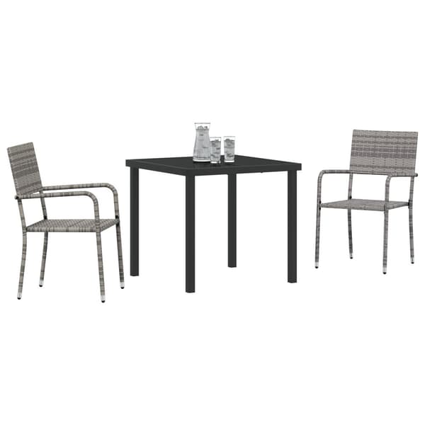 Trädgårdsmöbelset med kudde 3 pcs Grå konstrotting