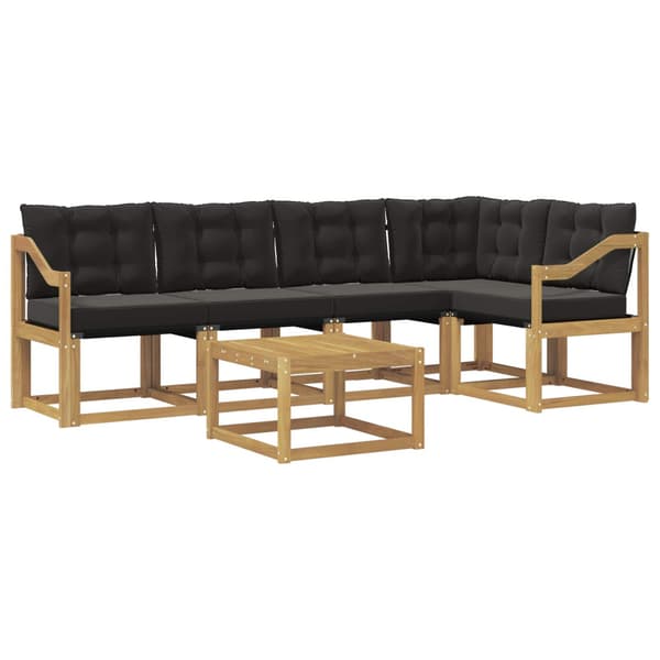 Utomhussoffset med kudde 6 pcs Vit och svart