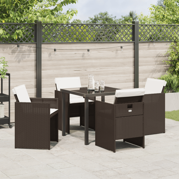 Trädgårdsmöbelset 5 pcs Brun konstrotting