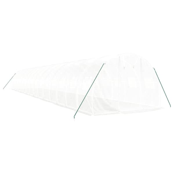 Växthus med stålram vit 48 m² 16x3x2 m