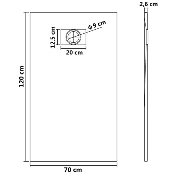Duschkar SMC brun 120x70 cm