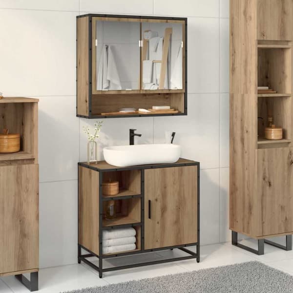 Badrumsmöbelset med låda 2 pcs Artisan Ek Konstruerat trä