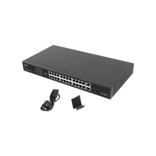 Lanberg RSFE-24P-2C-360 - switch - 24 portar - ohanterad - rackmonterbar Svart