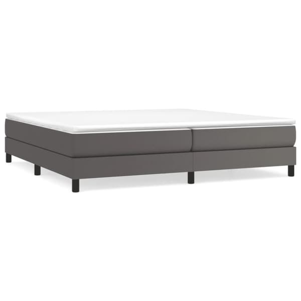 Ramsäng med madrass grå 200x200 cm konstläder