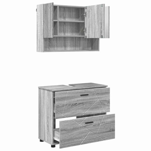 Badrumsmöbelset 2 pcs Grå Sonoma Konstruktions trä och metall