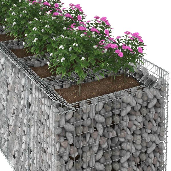 Gabion upphöjd säng 4 pcs Silver